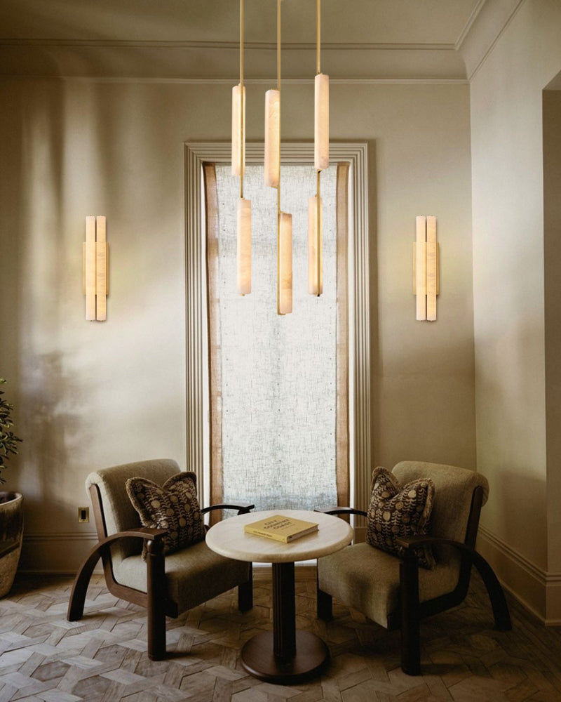 foyer linear alabaster long pendant light