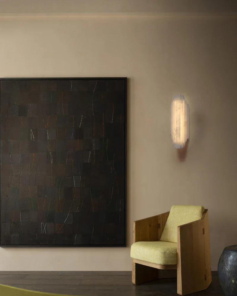 Vanity light fixtures Estelle Alabaster Hillside Flush Mounted Wall Sconces Height 20" 30" Flush Mounted Wall Sconce Lamp