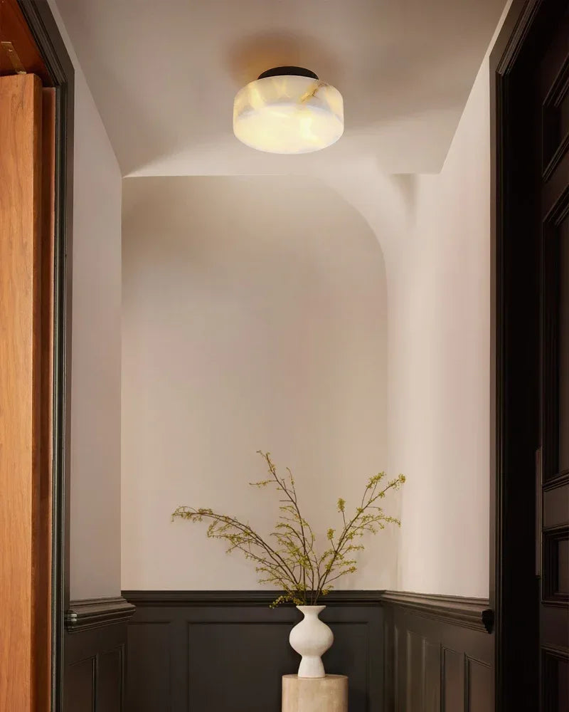 Natural Marble Orb Brass Semi Flush Dimming Wall Sconces 1-Light For Vanity Bathroom Modern Art Design Wall Lamp