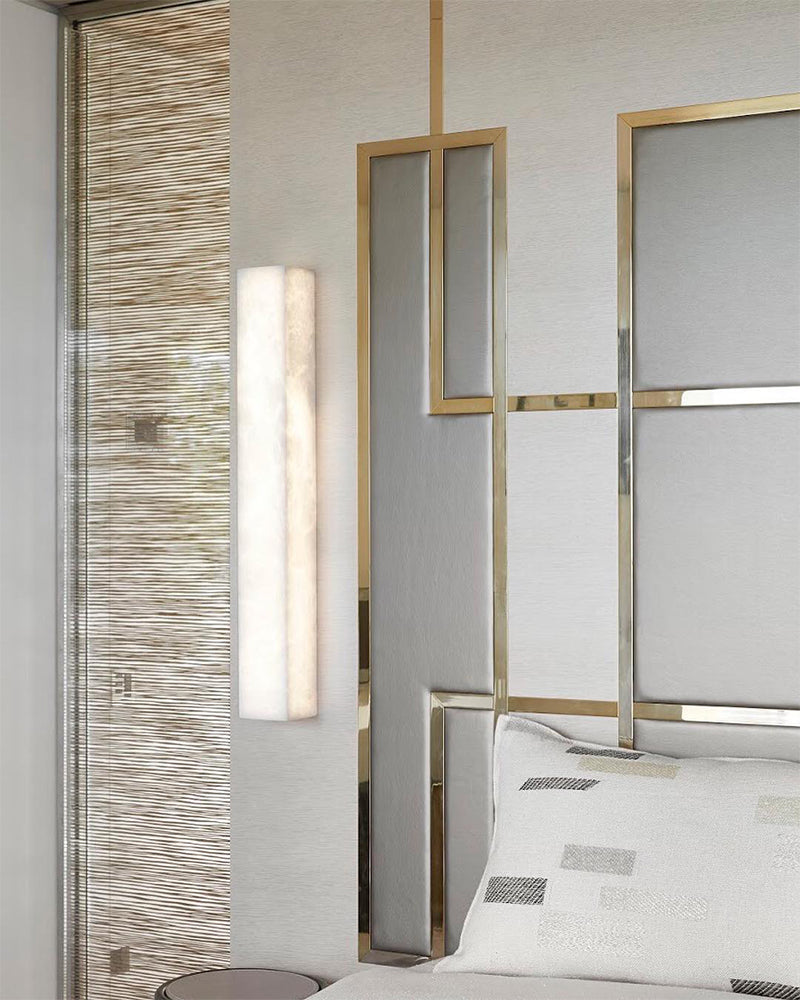 Rectangular Natural Semi-Translucent Alabaster Wall Lamp for Bath & Vanity