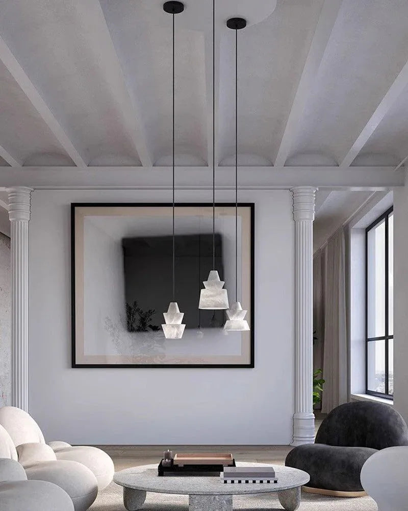 Brianna Alabaster Dining Table Pendant Modern Stacked Conical Pendant Light Modern Pendant lamp