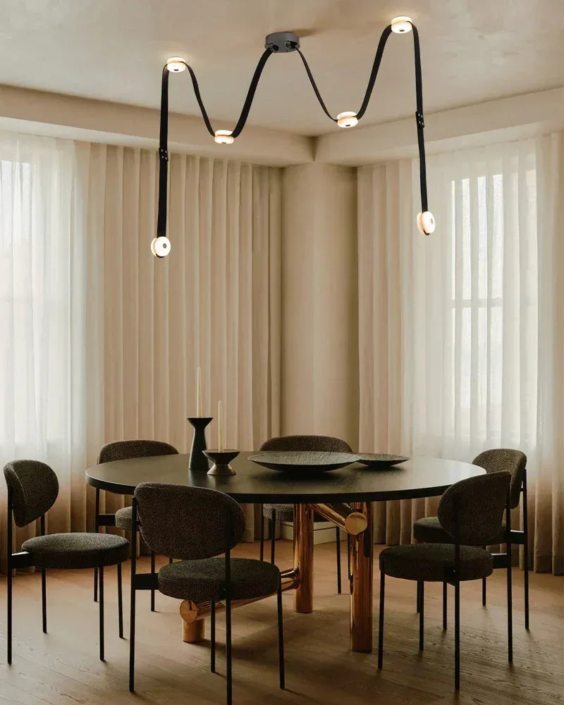 LED Mini SNAPS Module Ceiling Alabaster Pendant Light with Brown Leather Straps Modern Pendant lamp