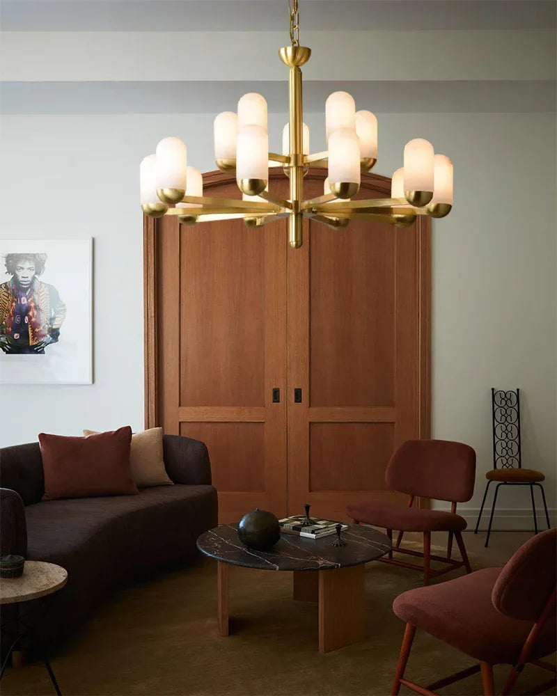 1/6/8/15 lights Small Alabaster Luxury Moonshade Brass Chandelier for dining room Luxury Modern Chandelier
