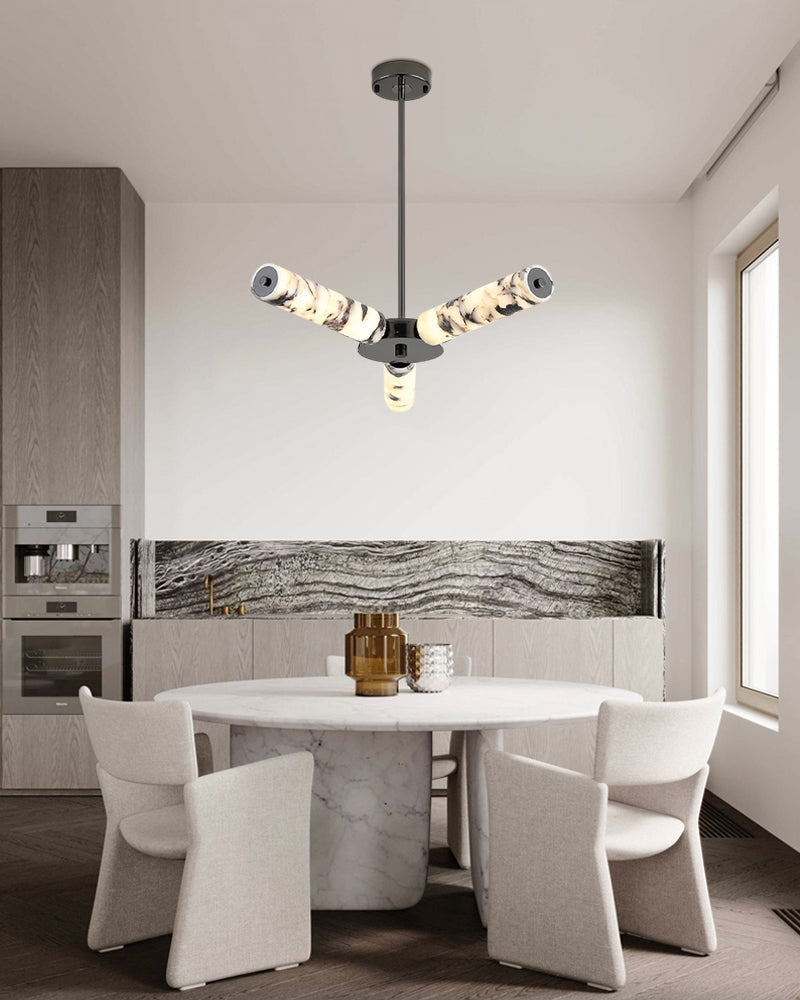3/5/7-Light Chandelier in Soft Black/Brass with Marble Nature Shade for Living Spaces Luxury Modern Chandelier