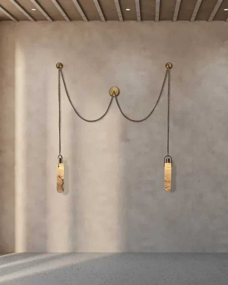 7-lights Brass Ceiling Pendant Lights | Alabaster Flint Drop Chain Lights Modern Pendant lamp