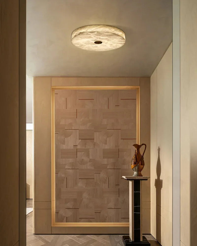 Contemporary Luxury Brass Marble Shade LED Flush Mount Ceiling Light For Bedroom Modern Ceiling lamp