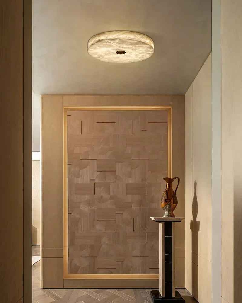 LightsStory Series Geometric Flush Mount Ceiling Light | Sculptural Snowflake Pattern Natural Gypsum Craftsmanship, Organic Matte Finish for Bedrooms, living areas, and entryways Modern Ceiling lamp