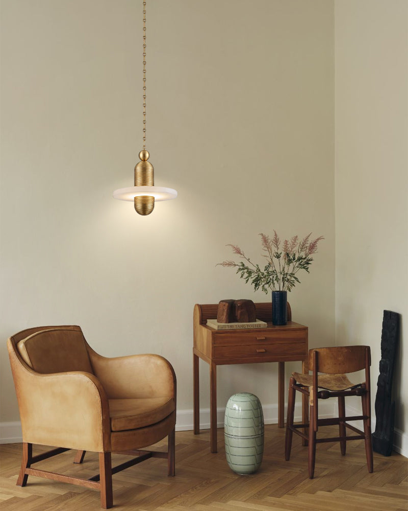 Alabaster Dual Tier Stacked Halo Disc Gold Cluster Pendant Light - Natural Spanish Alabaster, Lux Gold Trim - Living Rooms, Kitchen Islands & Dining Rooms
