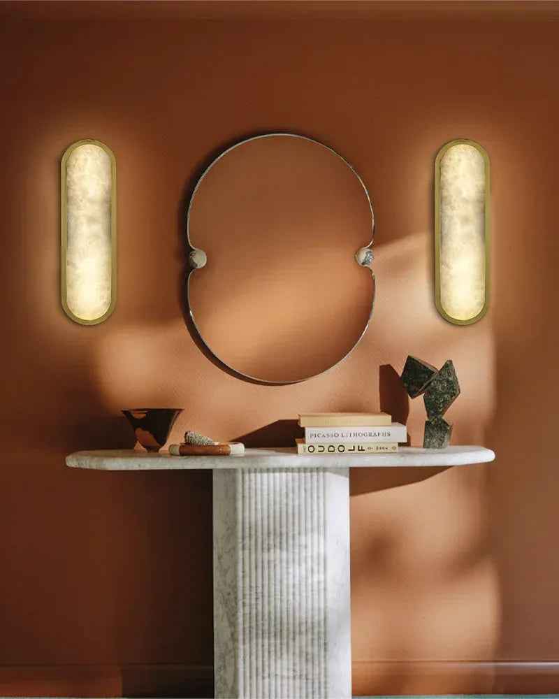 Modern Mariliza LED Long Oval Wall Sconce Black/Brass Framework Wide 16" 22" 24"36" Modern Art Design Wall Lamp