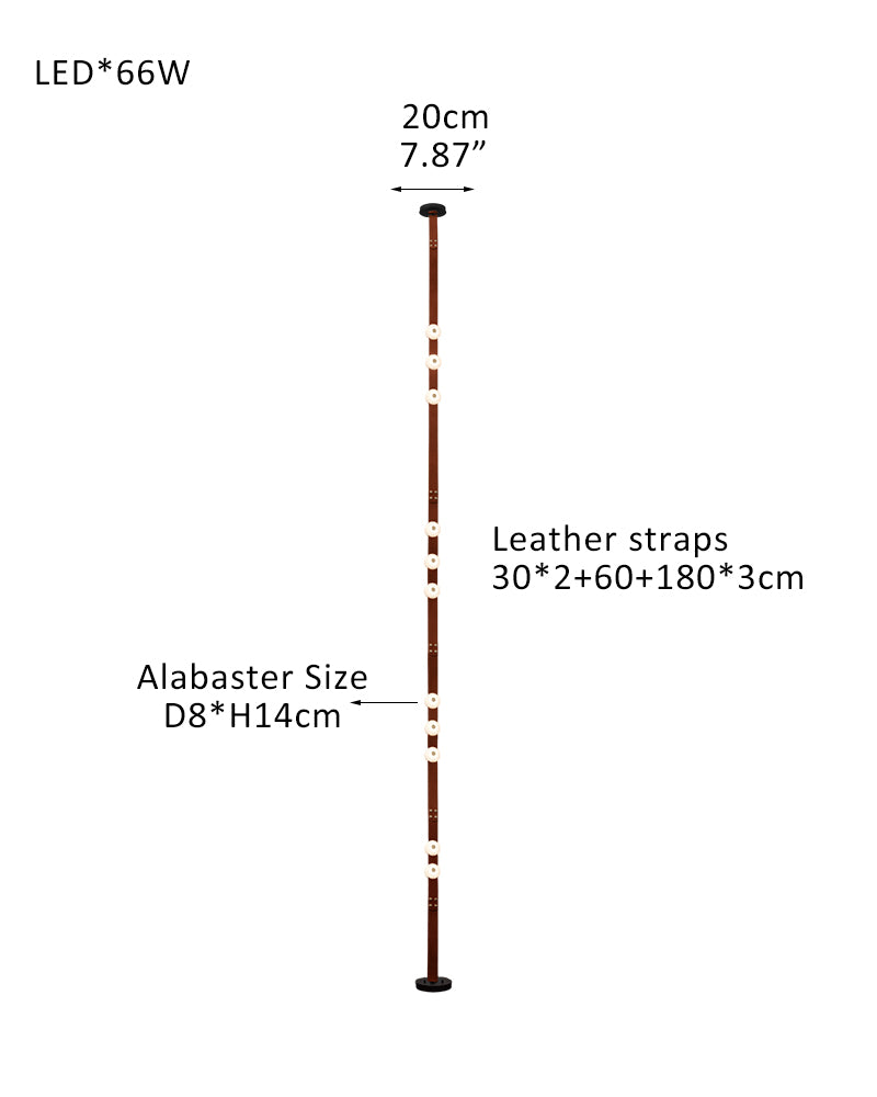 Hubbardton Forge Snaps Small LED Floor-to-Ceiling Light in Brown Leather Finished
