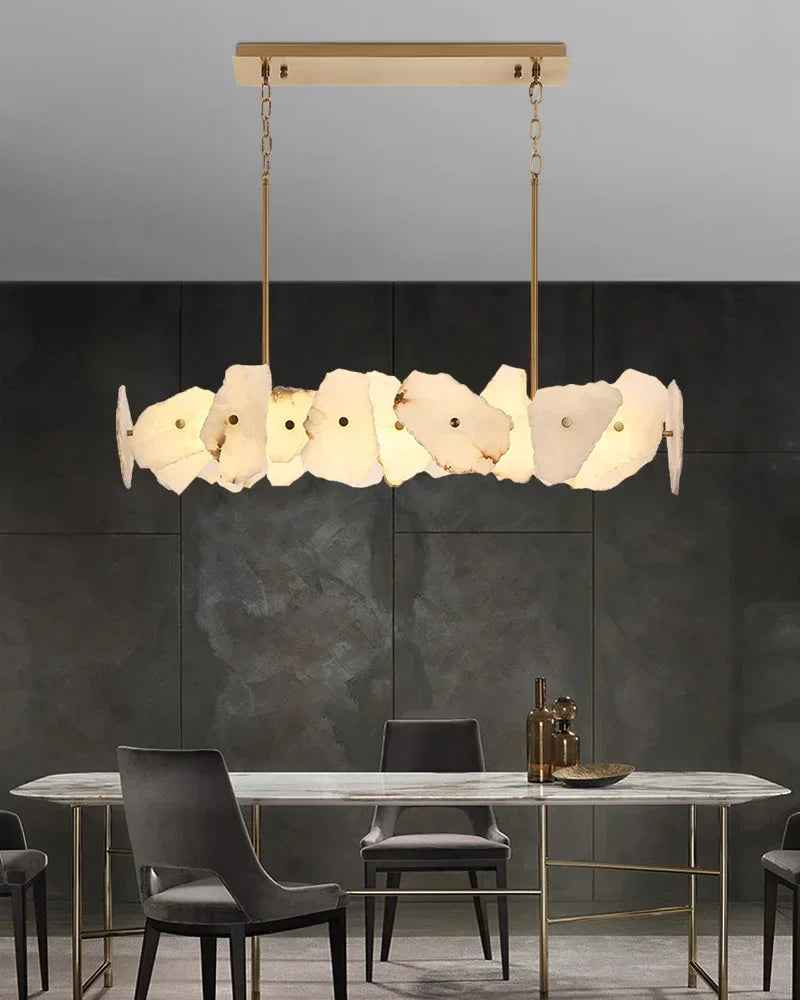 LightsStory Series Geometric Chandelier | Linear Sleek marble and polished metal, Polished metal finish for Dining rooms, lounges, and chic entryways American Vintage chandelier lamp