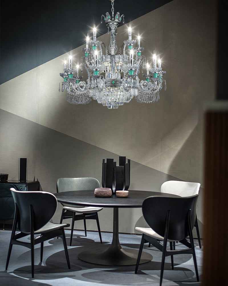 Lightsstory Series Classic Crystal chandelier | Translucent Hand-blown Crystal Handing Light Finish for Dining Rooms, Living Rooms and Bedroom