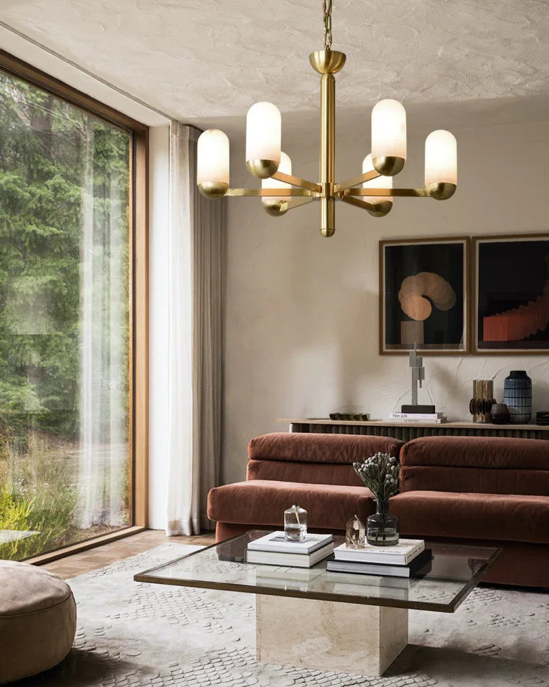 1/6/8/15 lights Small Alabaster Luxury Moonshade Brass Chandelier for dining room Luxury Modern Chandelier