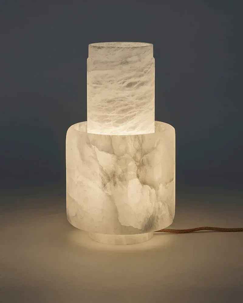 LightsStory Series Ethereal Table Lamp | Conical Solid Carved Alabaster Stone, Natural Stone Finish for Bedrooms, Living Rooms, and Home Offices Modern Table lamp