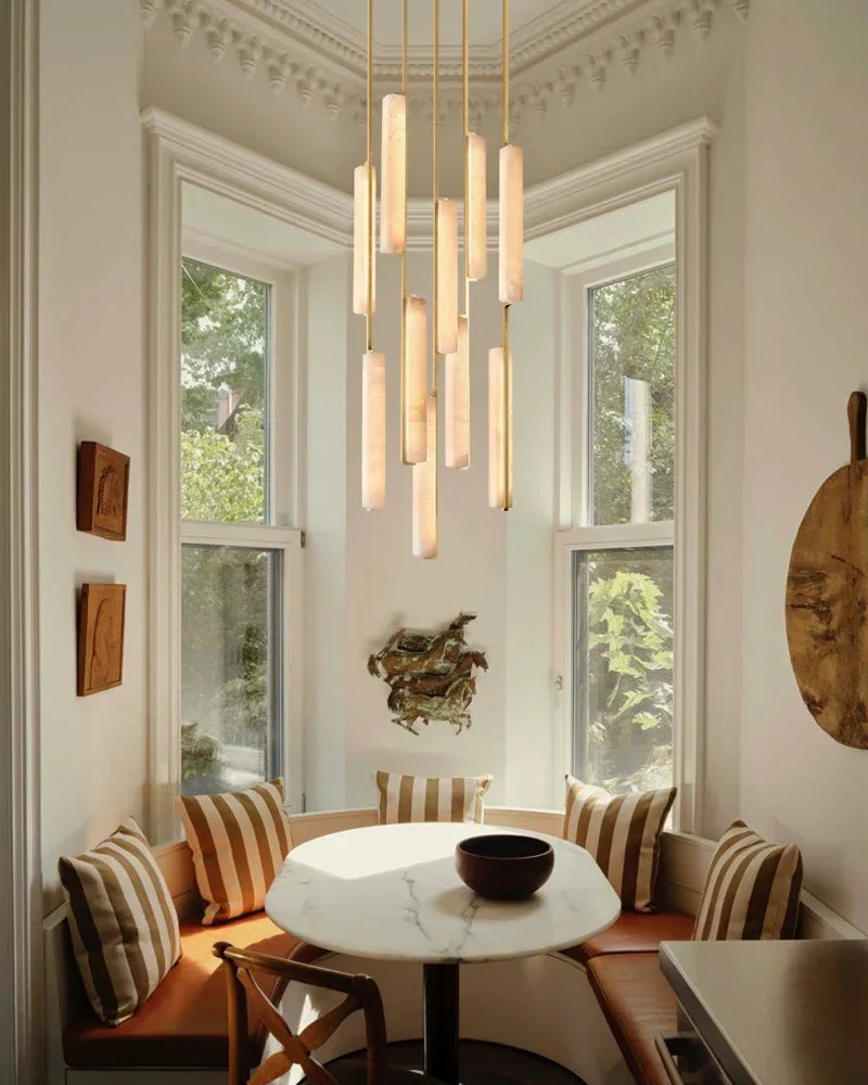 Vintage Clound Audubon Cluster Alabaster Linear Long Plate Chandelier for hallway American Vintage chandelier lamp