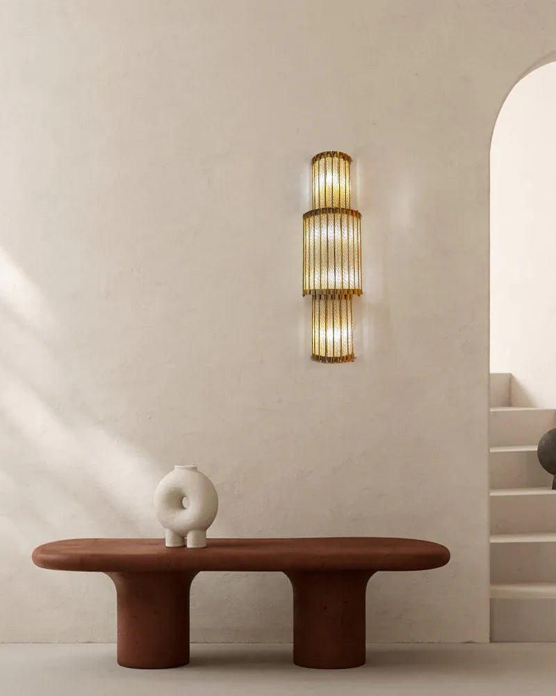 Modern Copper & Glass Linear Dimming Wall Sconce 16in/24in of height Brass Aged Wall Sconces