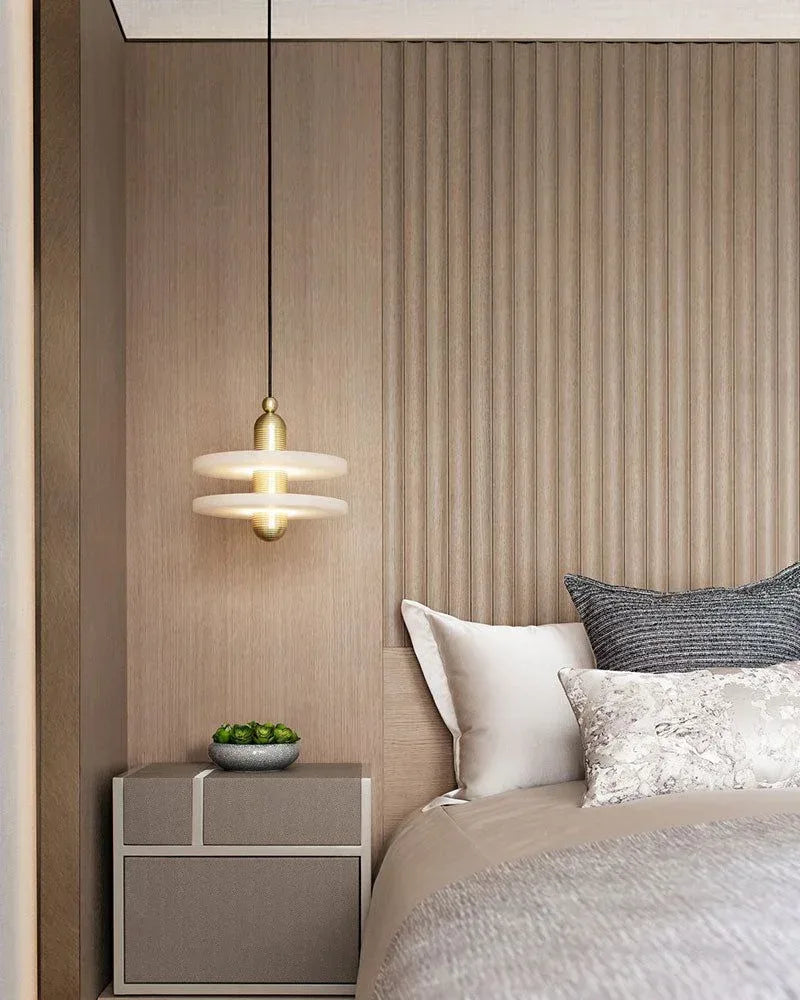 Alabaster Modern Marble Ring Pendant Light For Dining Room, Black/Brass Modern Pendant lamp