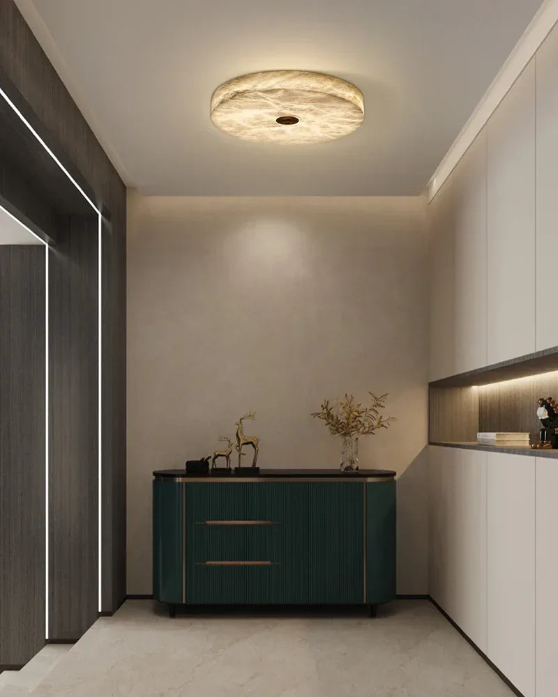 Modern Square Marble Shade Copper LED Flush Mount Ceiling Light For Living Room Modern Ceiling lamp