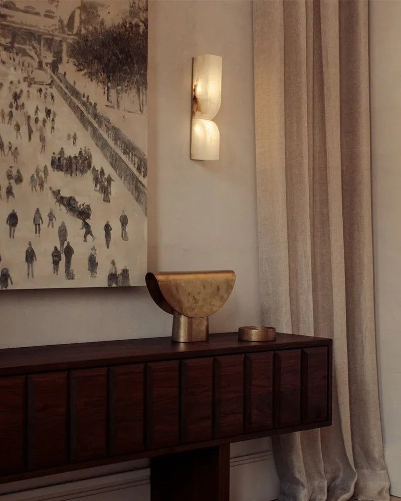 2-light White Alabaster Essence Rectangular Wall Sconce Wide 30/60cm Flush Mounted Wall Sonce Lamp