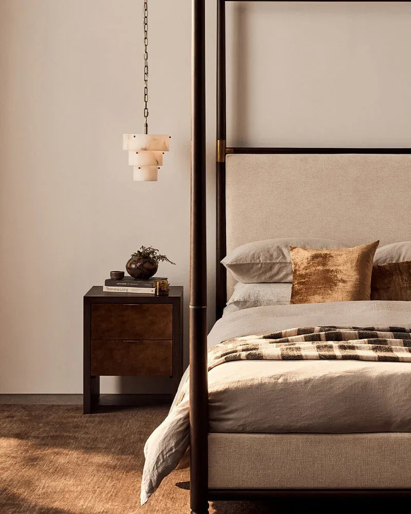 3 Tier White Round Alabaster Chain Pendant Light Fitting in Brass 10in Modern Pendant lamp