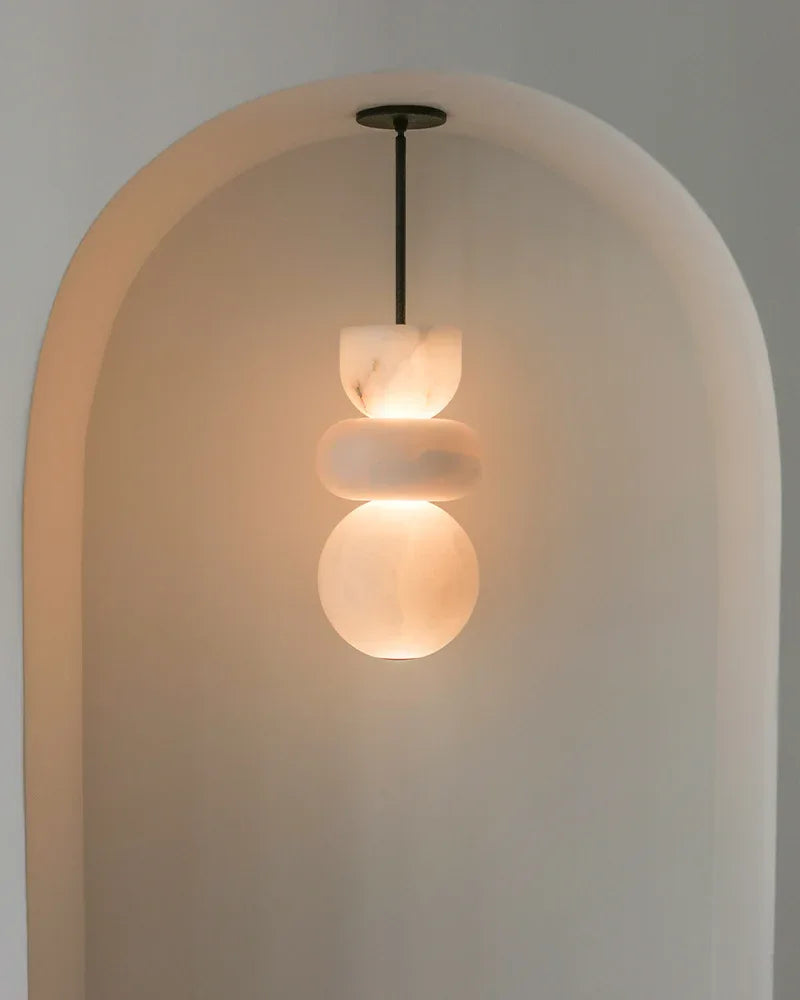 Modern Handcrafted Spanish Stone Warm White Alabaster Pendant Chain Lighting Modern Pendant lamp
