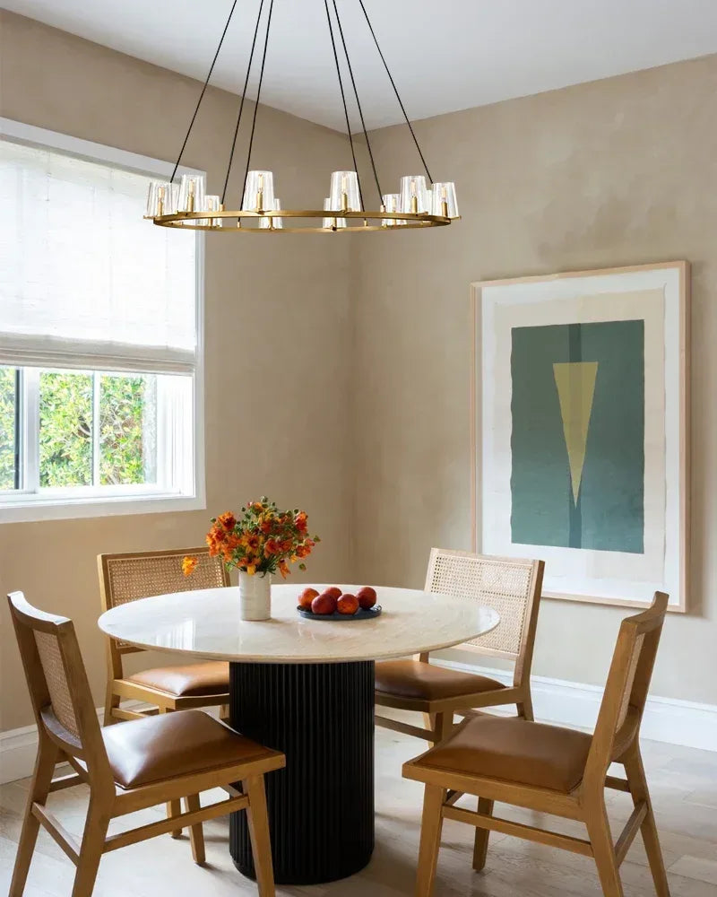 12-light Pauillac Brass/Black Linear Clear Glass Chandelier 49" 60" for dining room American chandelier