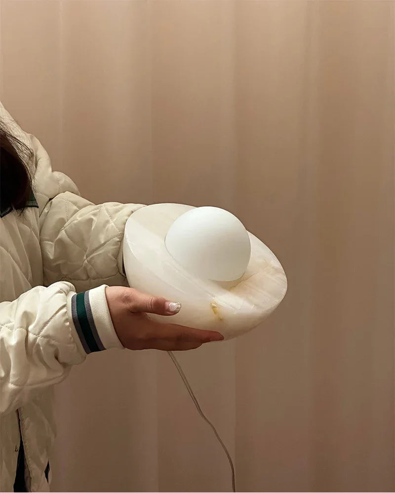 Slinkly Modern Nature Alabaster Dimming Round Bowl Table Lamp for bedroom Modern Table lamp