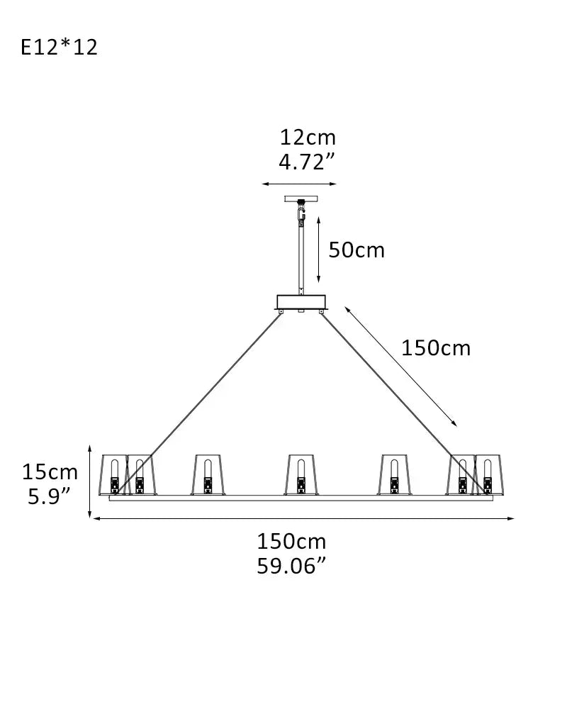 12-light Pauillac Brass/Black Linear Clear Glass Chandelier 49" 60" for dining room Round-12-light-D150*H12CM D59.06"*H4.72" American chandelier