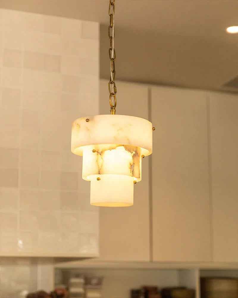 3-Tier Alabaster & Brass Chandelier Luxury Natural Style Pendant Light Modern Pendant lamp