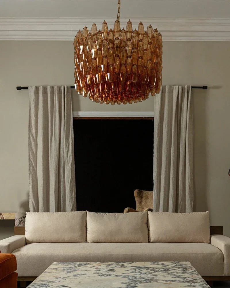 Modern Murano Hand Blown Glass Tier Drum Chandelier for Dining Room Luxury Modern Chandelier