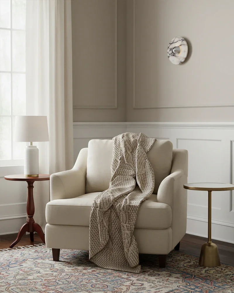 Contemporary Nordic Round Iron Marble LED Vanity Wall Sconce Lamp Wide 8" 10" 12" Modern Art Design Wall Lamp