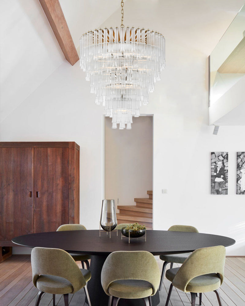 8/12 Light 40" Wide LED Lorelei Round Tiered Glass Chandelier use for Foyer Staircase