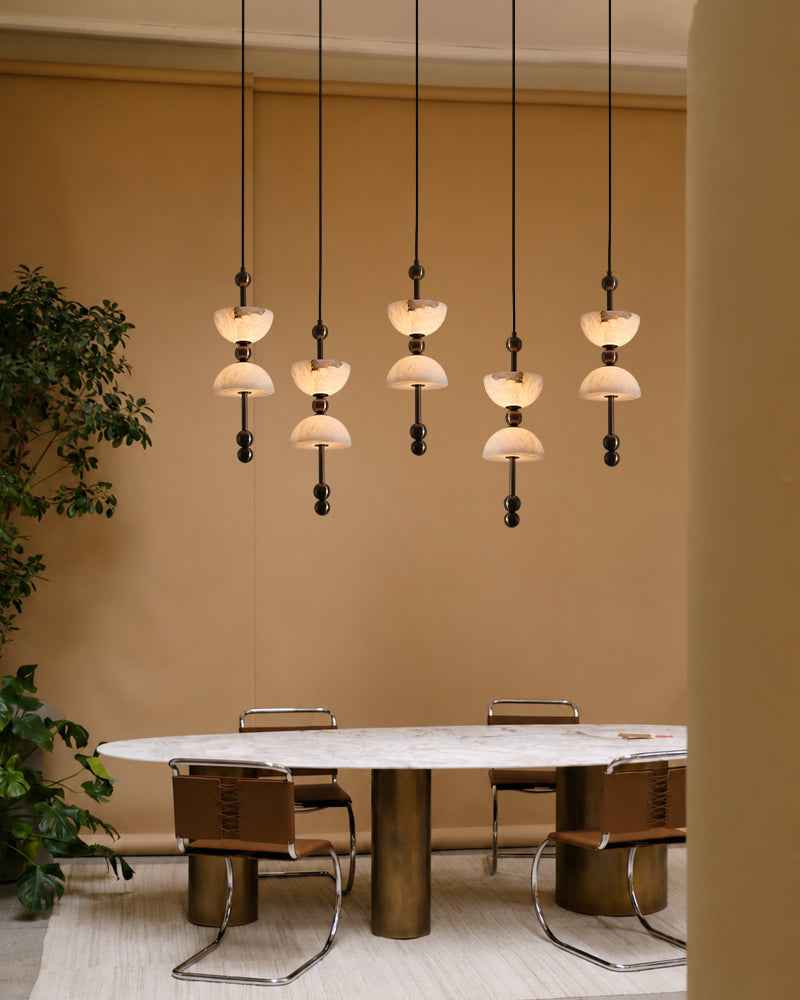 LightsStory Alabaster Mushroom Pendant Light - Retro Brass - White Nature Stone (Copy)
