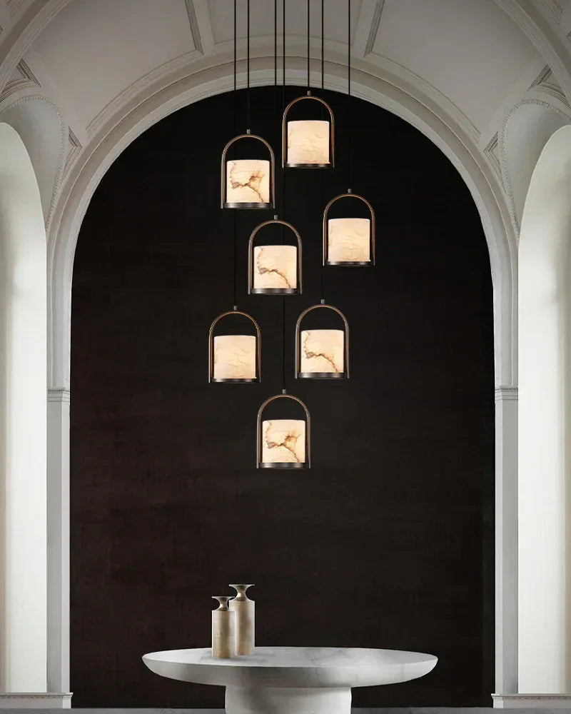 3 lights cluster alabaster dome brass pendant indoor lighting ceiling for kitchen island Modern Pendant lamp