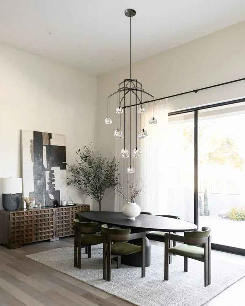 American Retro Hemisphere Crystal Glass Round Chandelier in Unique Brass Finished American chandelier
