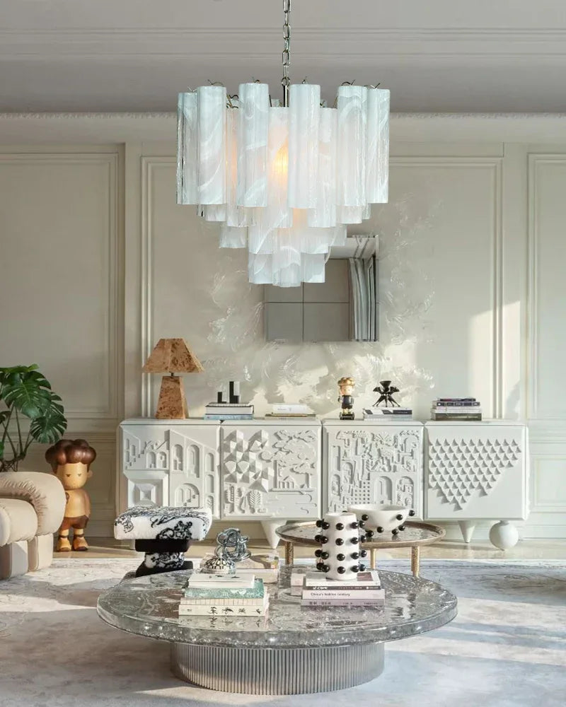 Italian Tronchi Luxury Large Multi-Tier Murano Pink Glass Tube Chandeliers American chandelier