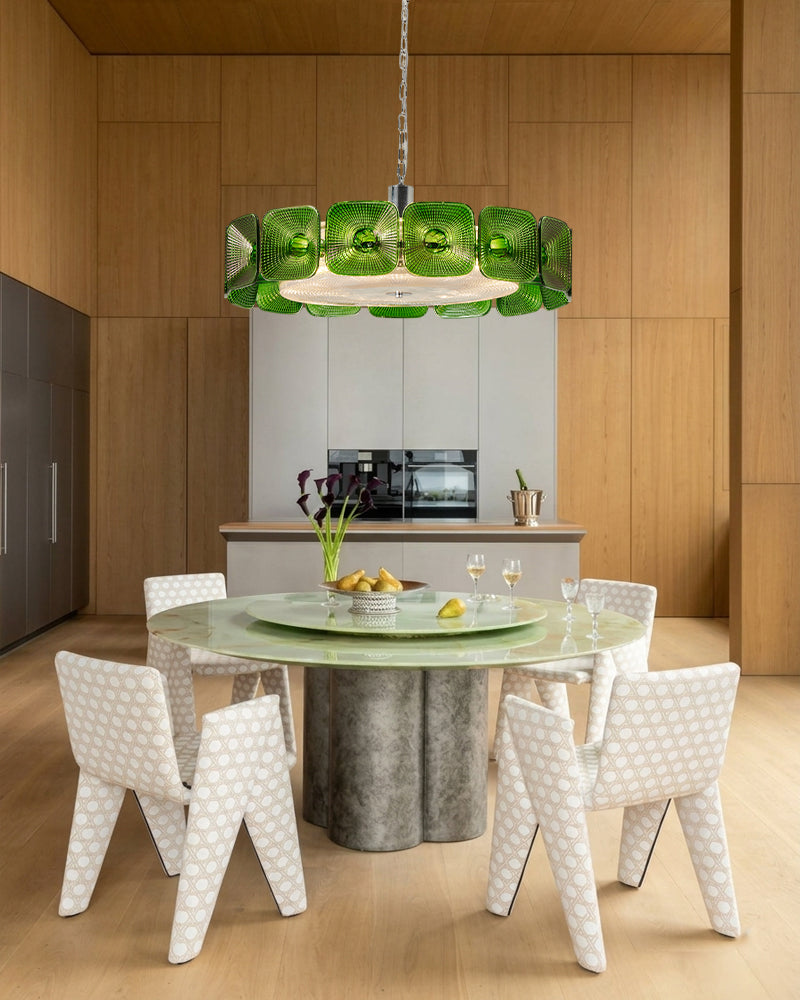 LightsStory Wave Glass Ring Statement Chandelier - Artisanal Glass