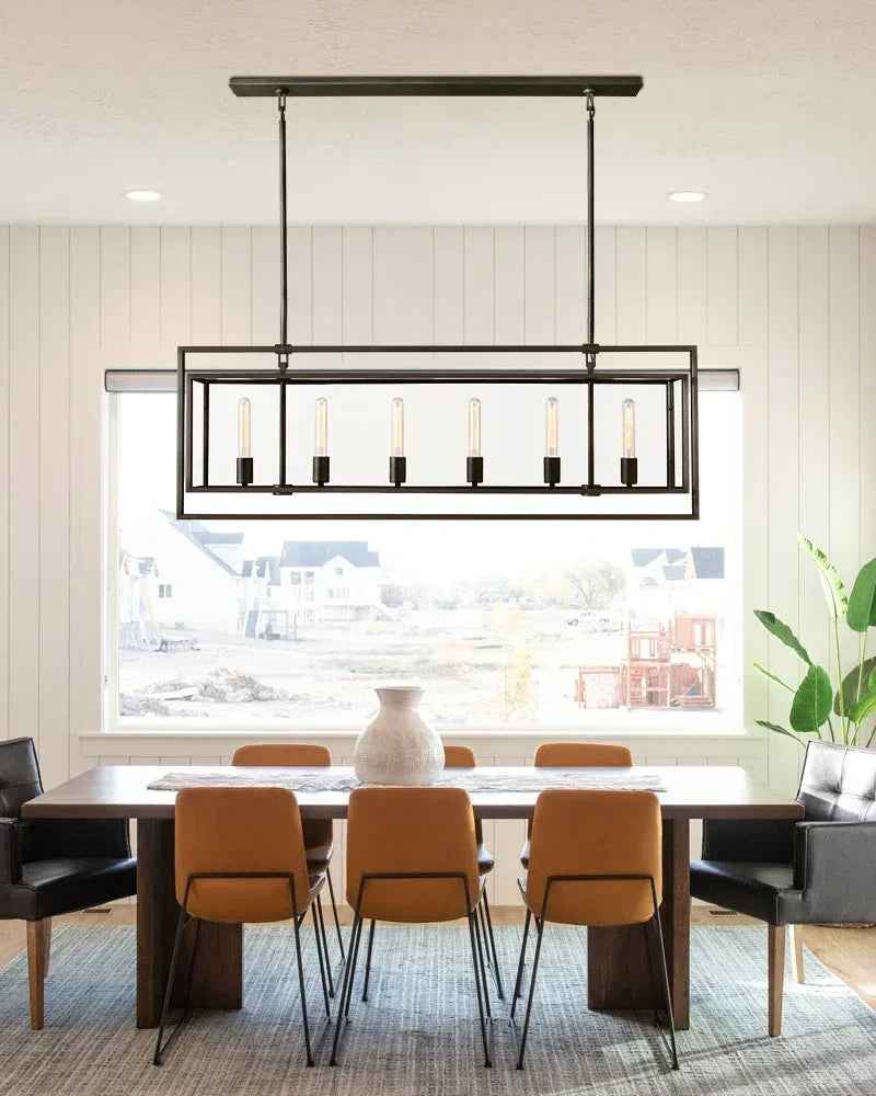Geometric Halogen Glass Lantern Chandelier. Modern Brass & Black Steel. American Vintage chandelier lamp