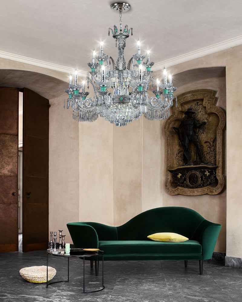 Lightsstory Series Classic Crystal chandelier | Translucent Hand-blown Crystal Handing Light Finish for Dining Rooms, Living Rooms and Bedroom