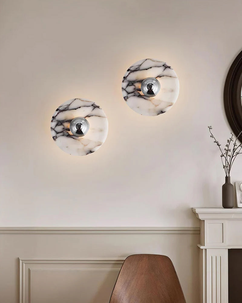 Modern LED Marble Round Chandelier 24" 32" Brushed Gold/Silver/Black Circle Frame