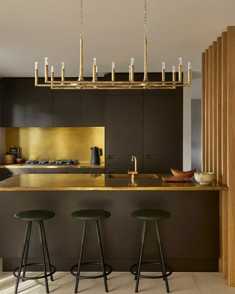 13-Light Brass Finish Chandelier, G9 Base, Candle Design