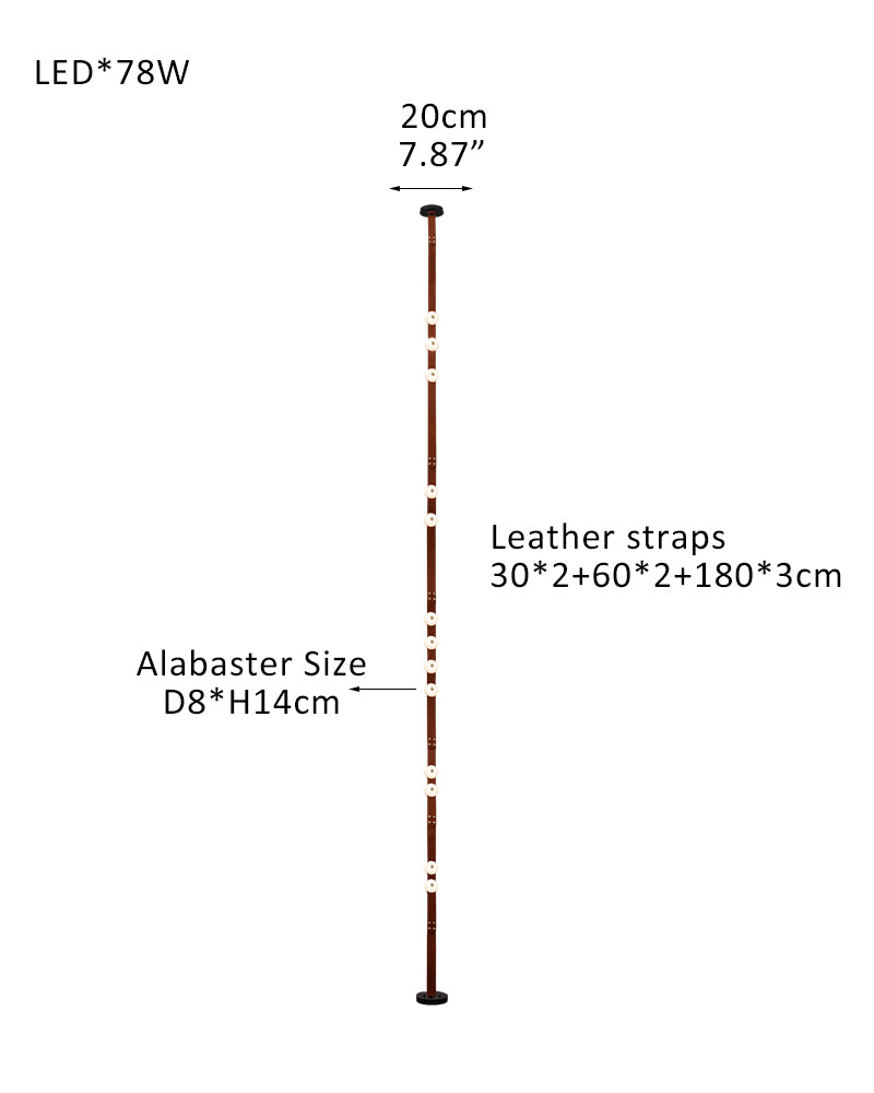 Hubbardton Forge Snaps Small LED Floor-to-Ceiling Light in Brown Leather Finished