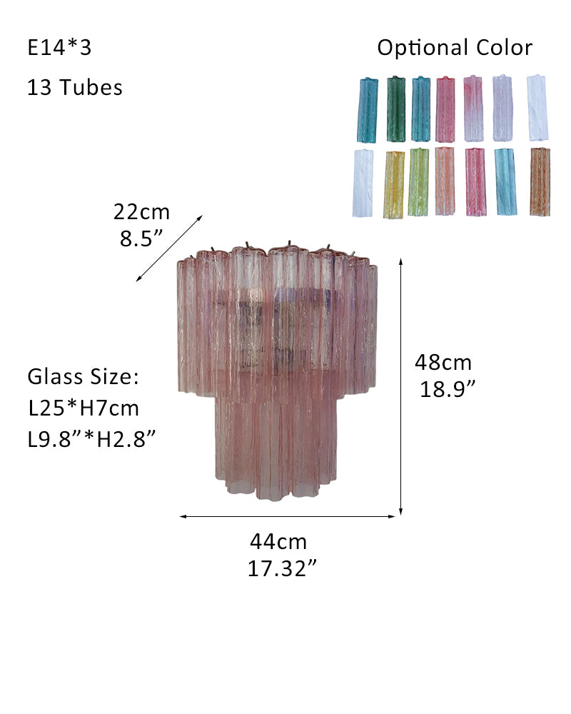 Italian Tronchi Luxury Large Multi-Tier Murano Pink Glass Tube Chandeliers