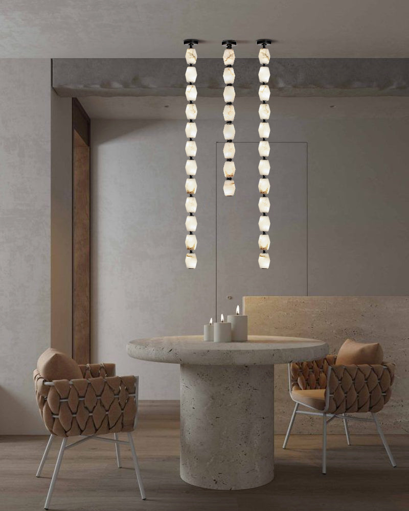Clairval Series Geometric Chandelier | Linear LED Solid Brass Connectors and Integrated LED Modules, Natural Brass finish for Kitchen Islands and Dining Rooms American chandelier