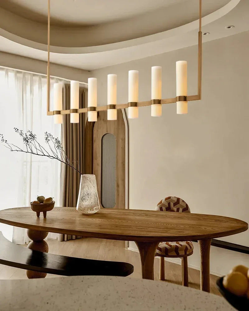 Farmhouse Rustic Milk Glass Linear Ravelle Chandelier Lacquered Brass/Black Metal American chandelier