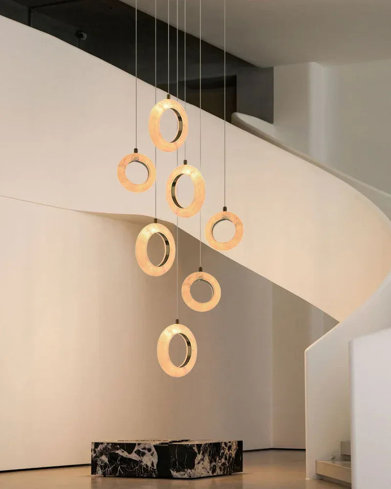 Modern Hanging Round Alabaster LED Small Ring Pendant Lights for Bedroom Modern Pendant lamp