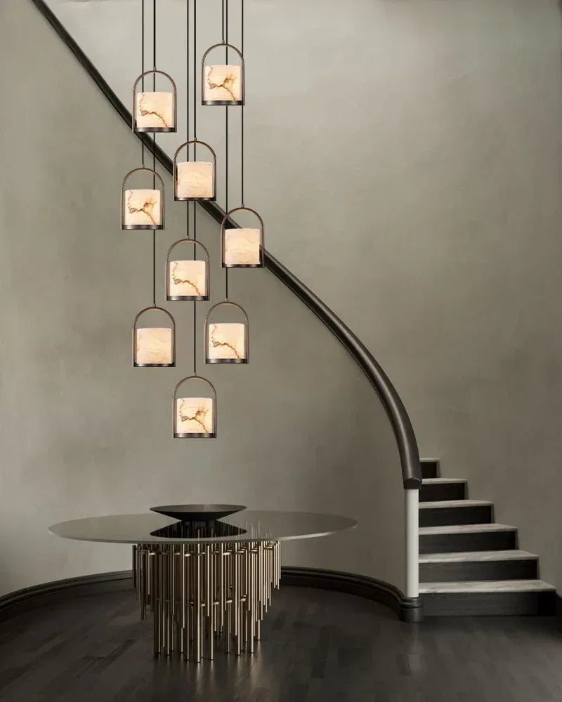 3 lights cluster alabaster dome brass pendant indoor lighting ceiling for kitchen island Modern Pendant lamp