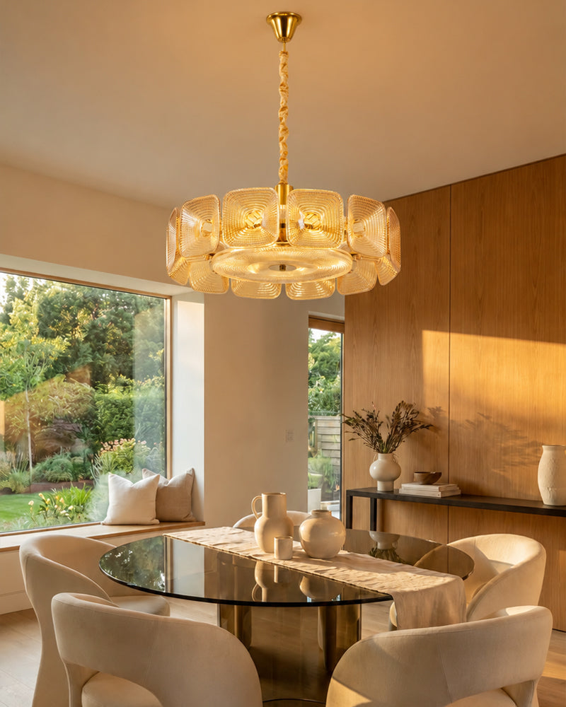 LightsStory Wave Glass Ring Statement Chandelier - Artisanal Glass