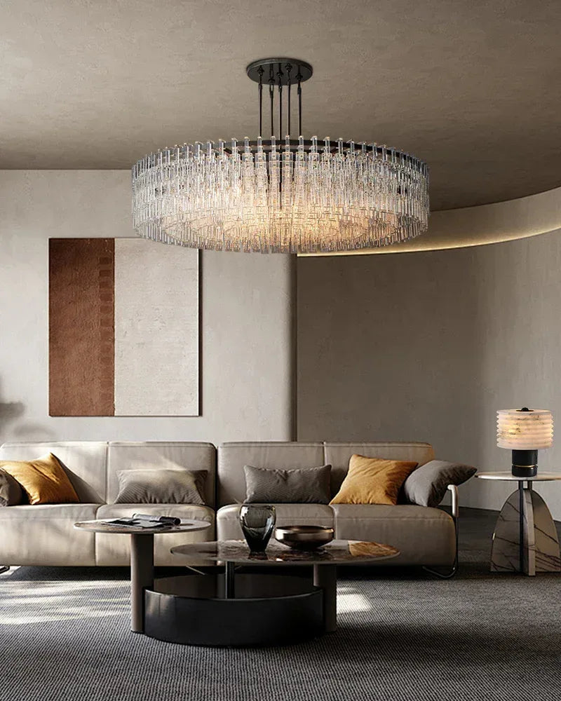 13 Lights 60" Wide Rectangular Crystal Chandelier Stain Golden Linear indoor lighting American chandelier