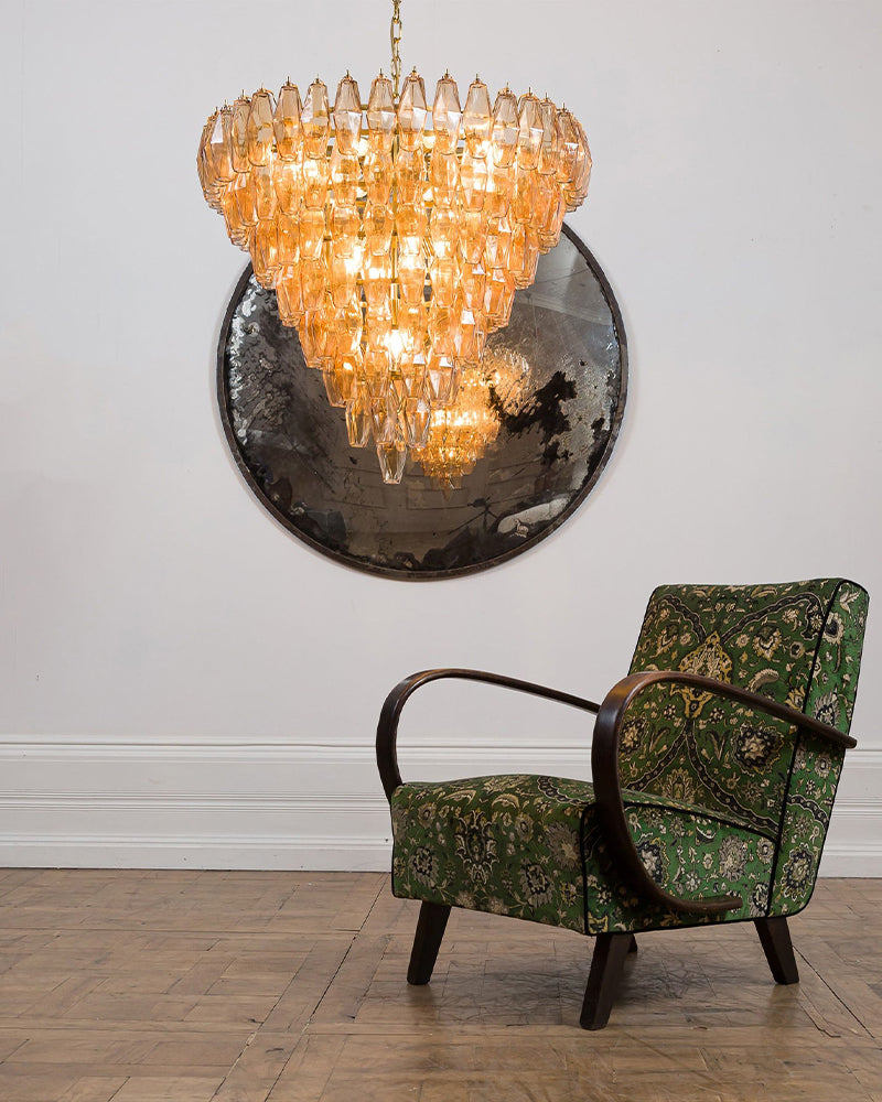 Modern Multi-Layer Murano Colorful Glass Round Chandelier Gold Framework for living room